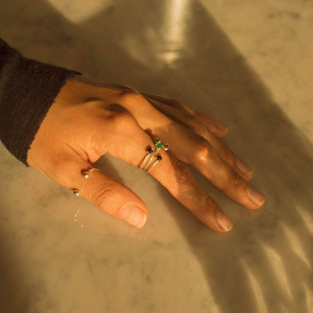 stackable emerald rings ana buendia