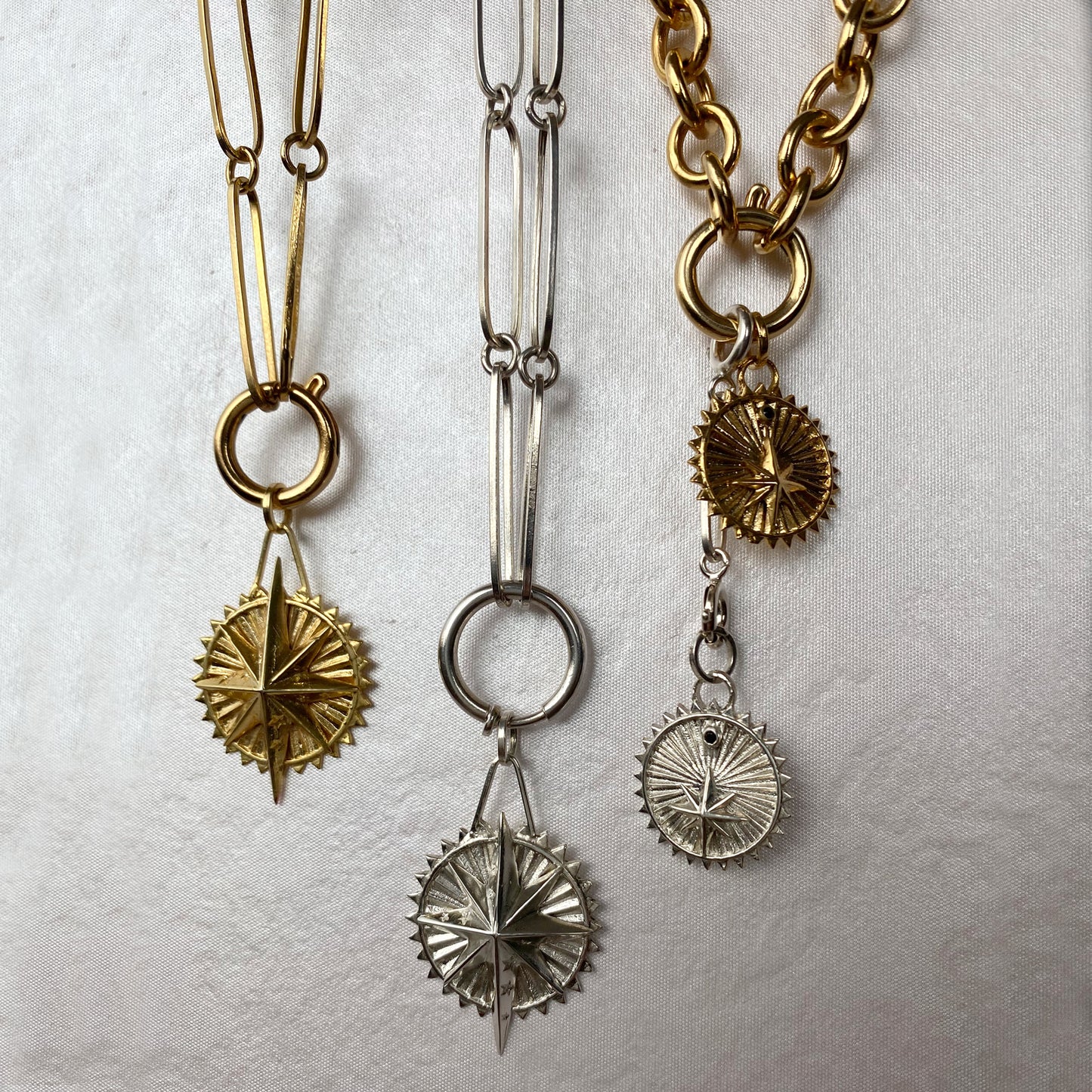 Mystic chain elongated silver 925 links colombian jewelry ana buendia, gold plated chains and charms, from the sierra nevada