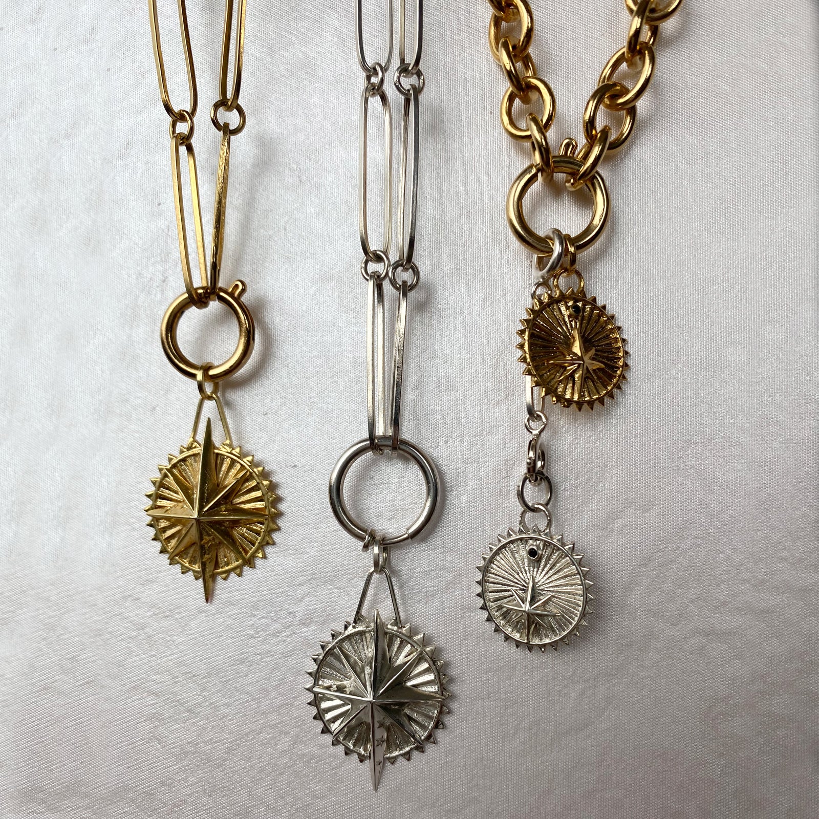 Mystic chain elongated silver 925 links colombian jewelry ana buendia, gold plated chains and charms, from the sierra nevada