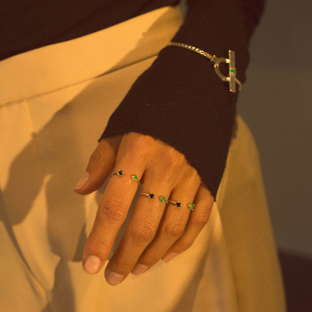 colombian emerald open rings moda jewelry stacked minimal