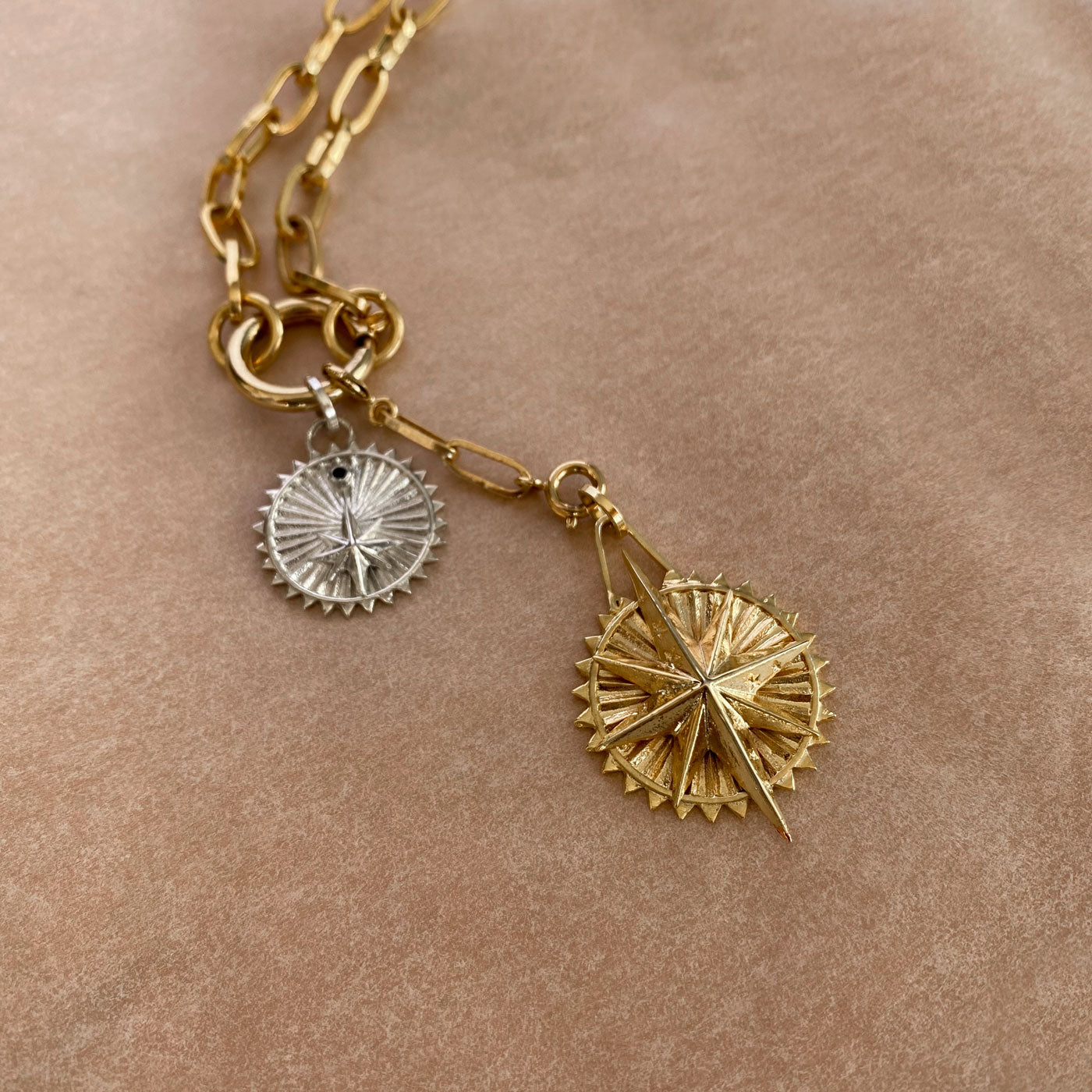 ayu medallion stars sterling silver and gold chain colombian designers