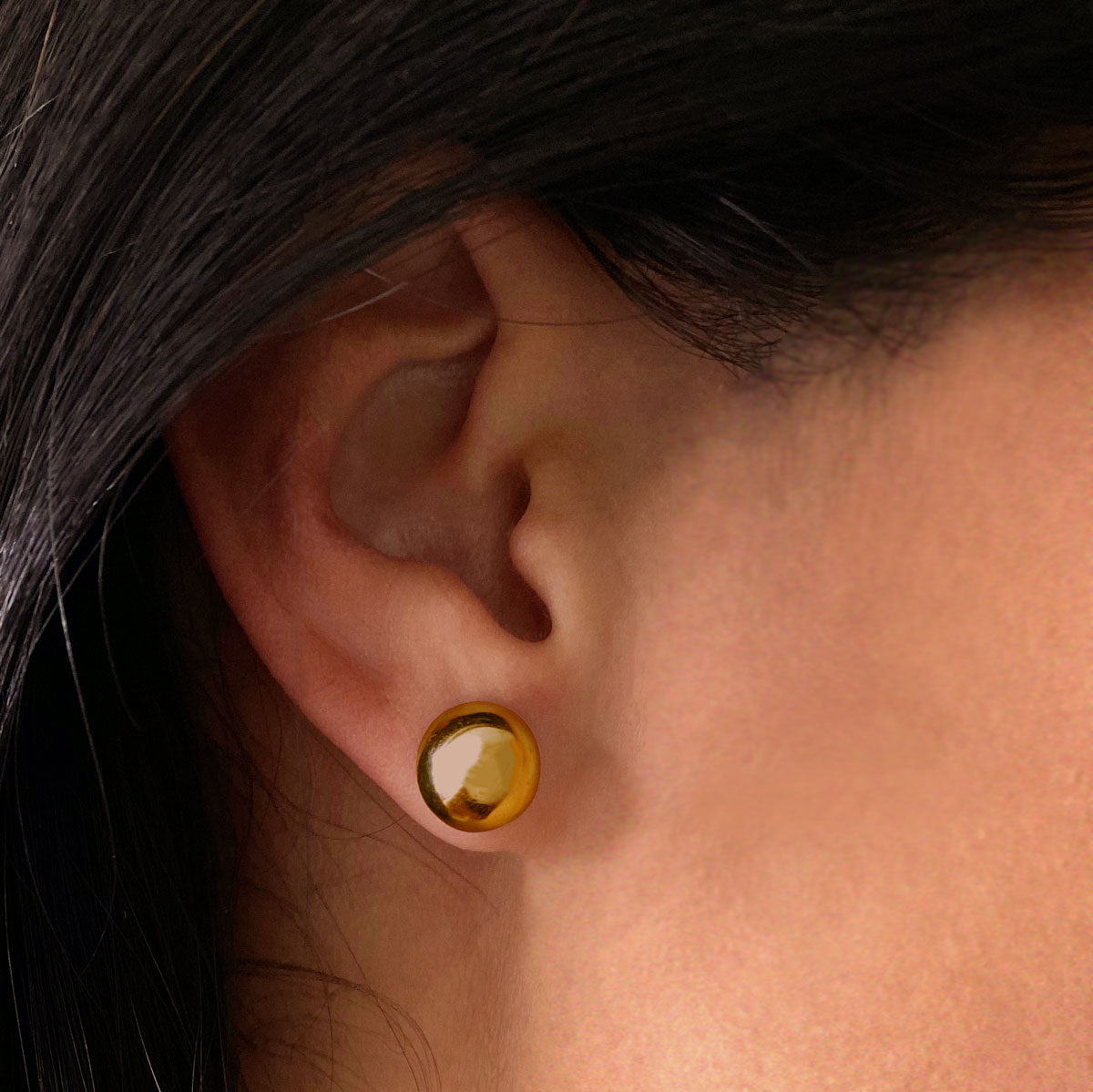 Mini gold vermeil dome half sphere stud earrings ana buendia