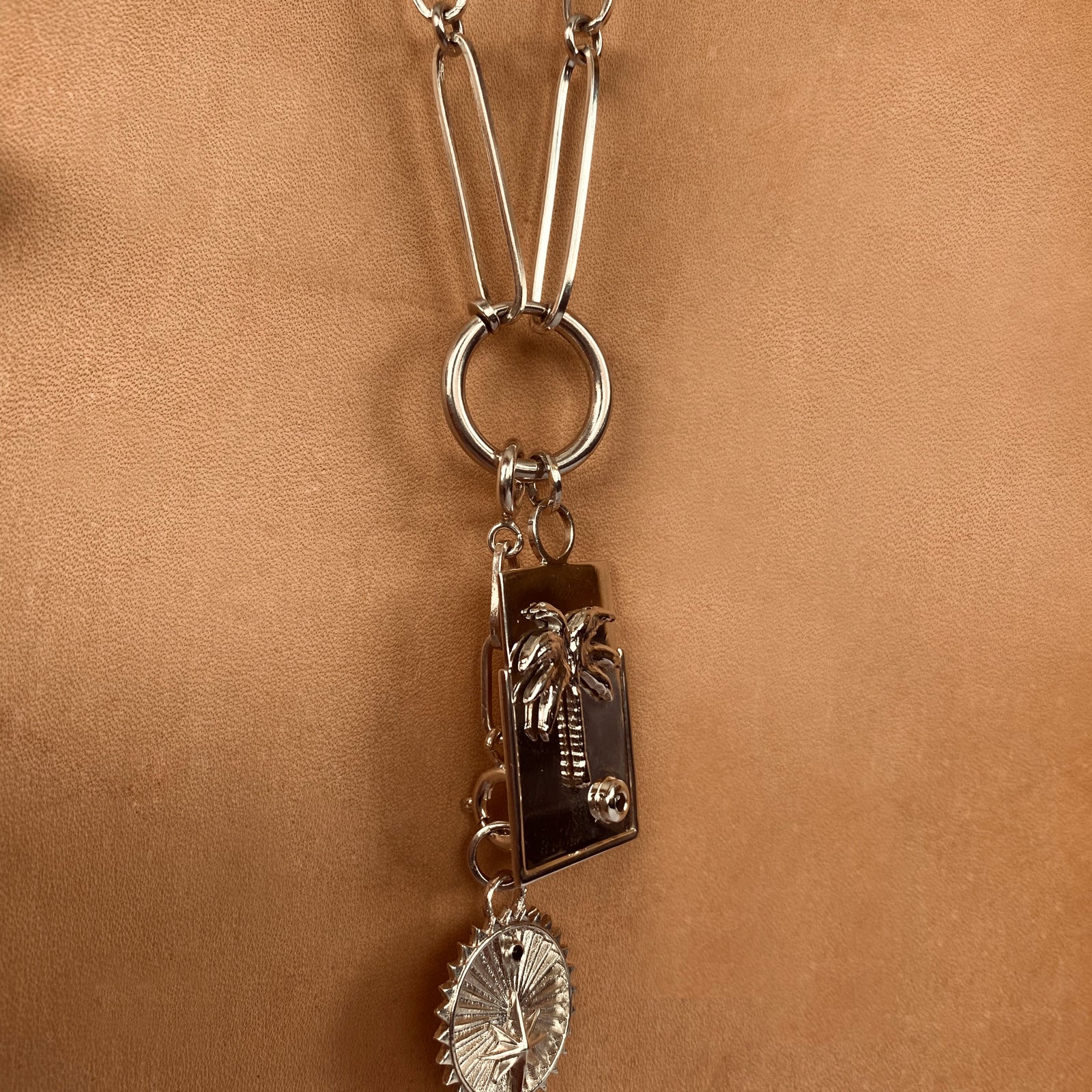 sterling silver medallions charms with palm tree good energy jewelry hand made ana buendia