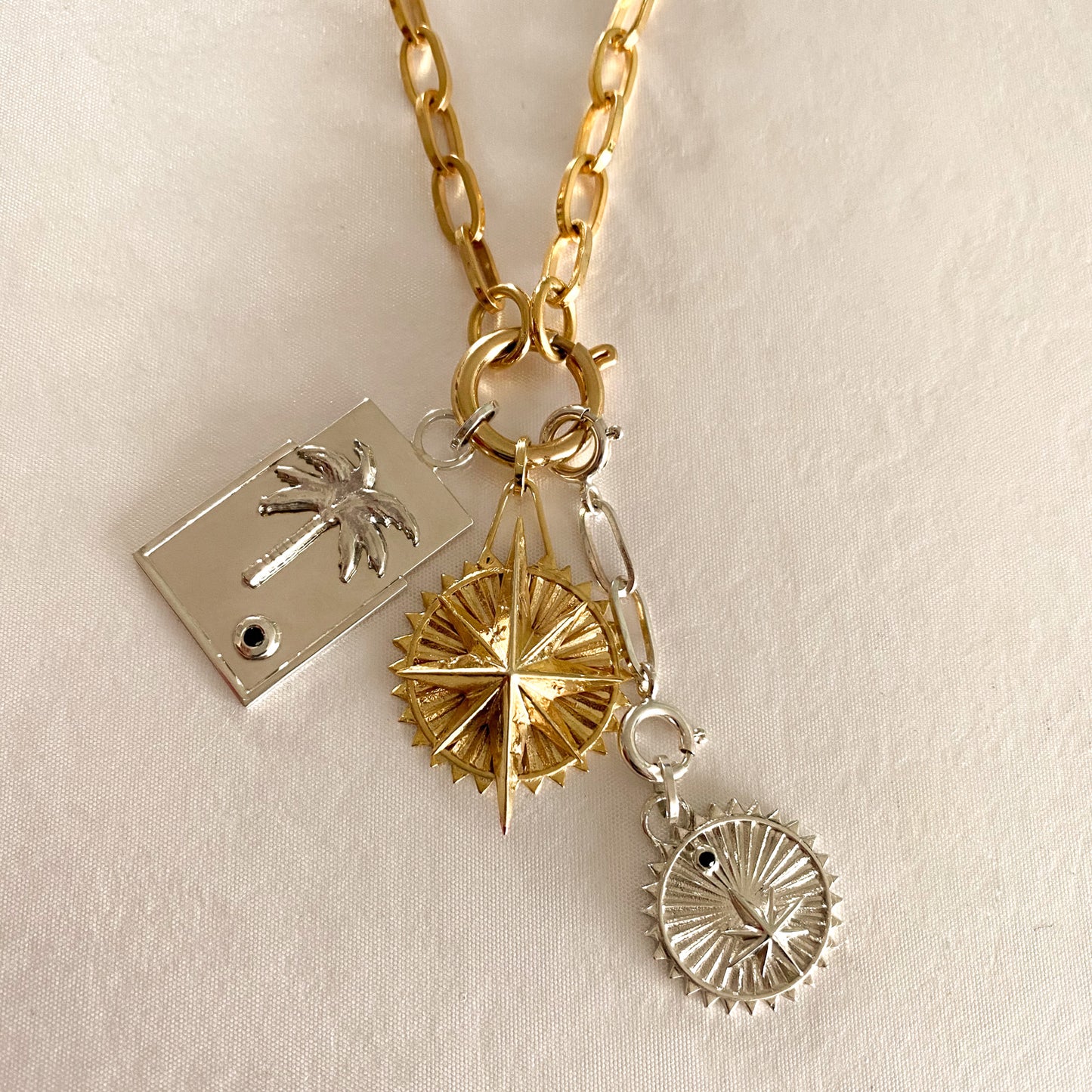 sterling silver medallions charms with palm tree and stars good energy jewelry ana buendia