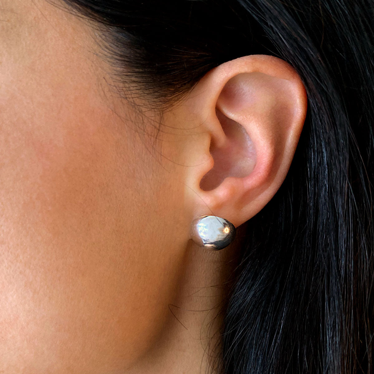 silver dome half sphere earrings studs ana buendia