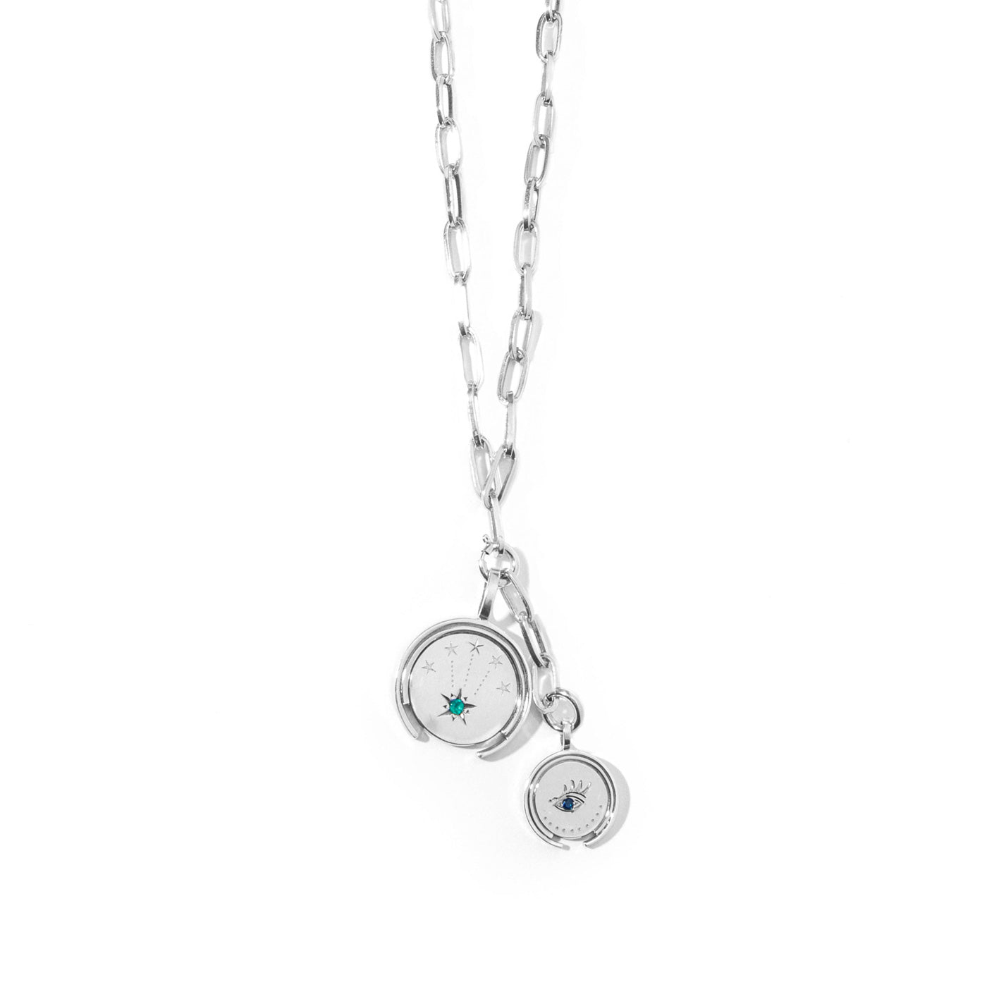 sterling silver fine jewelry bold chain with stacking charms medallions with extension