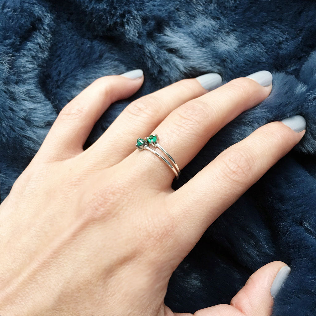 thin stackable emerald rings ana buendia