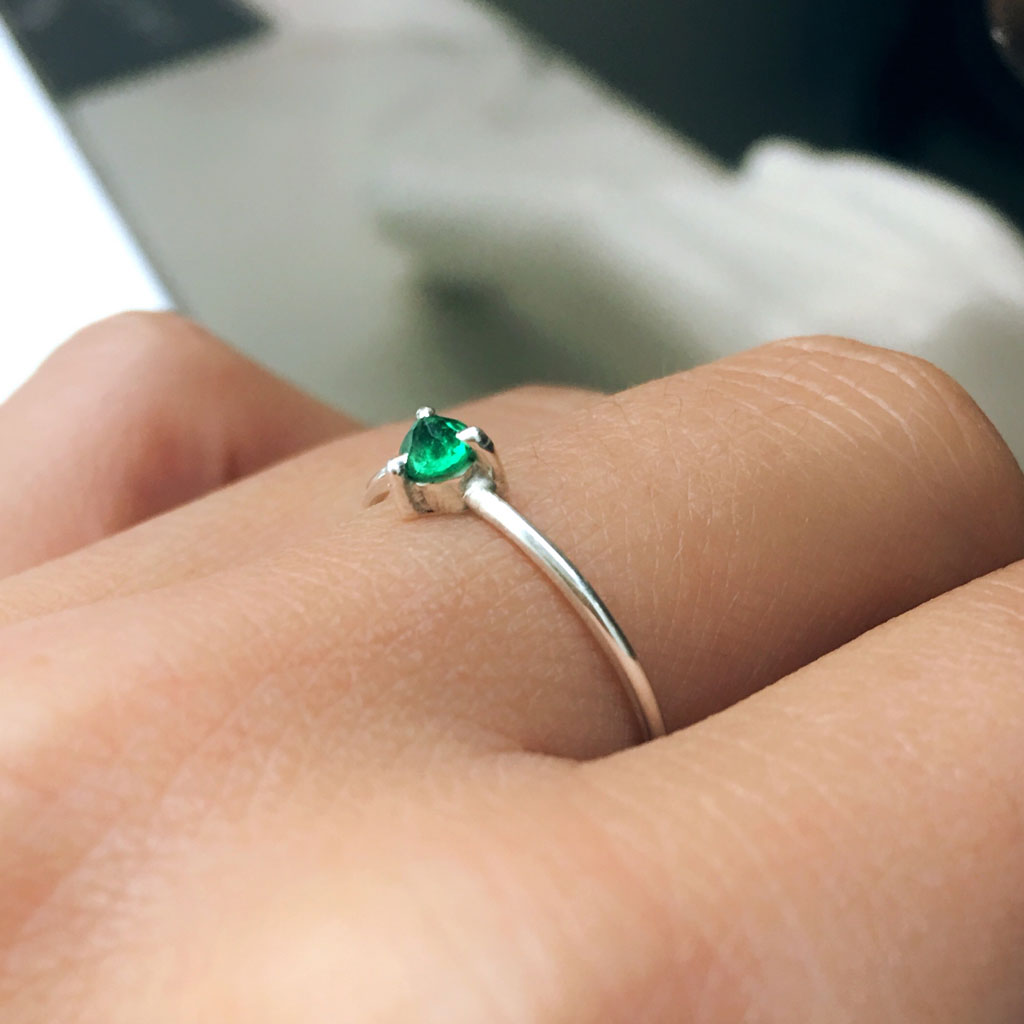 upside down emerald ring silver