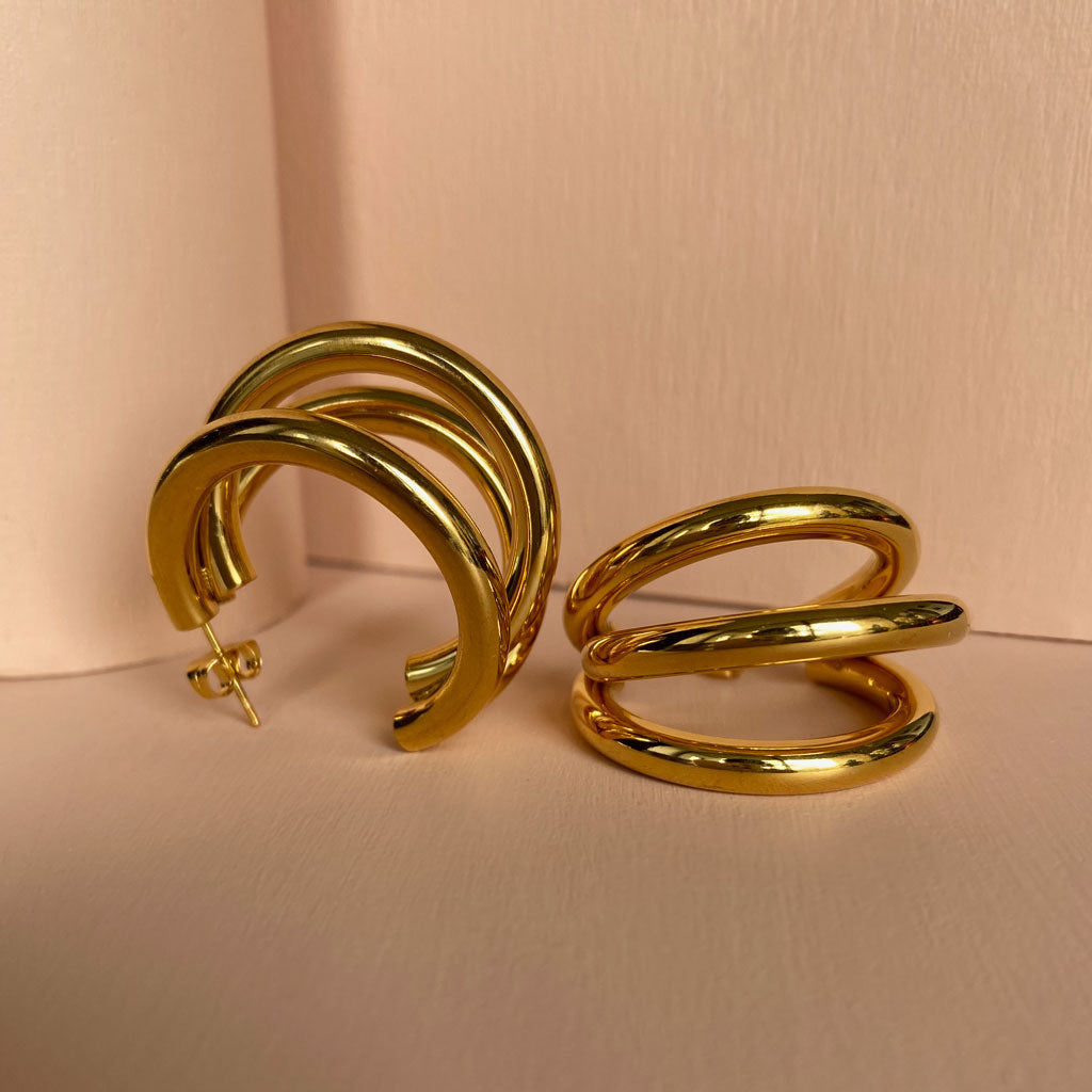 tripe hoops rear cuff earrings