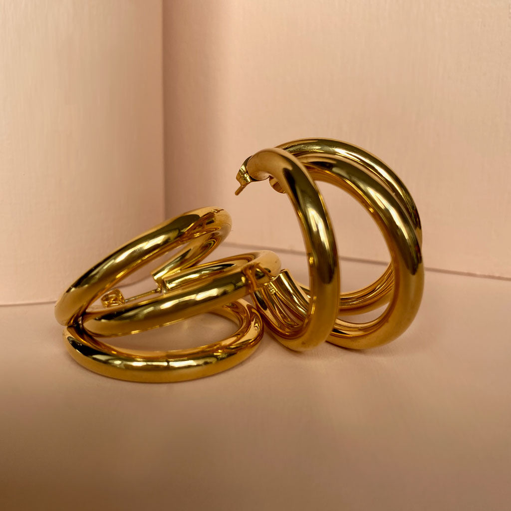 tripe hoops rear cuff earrings