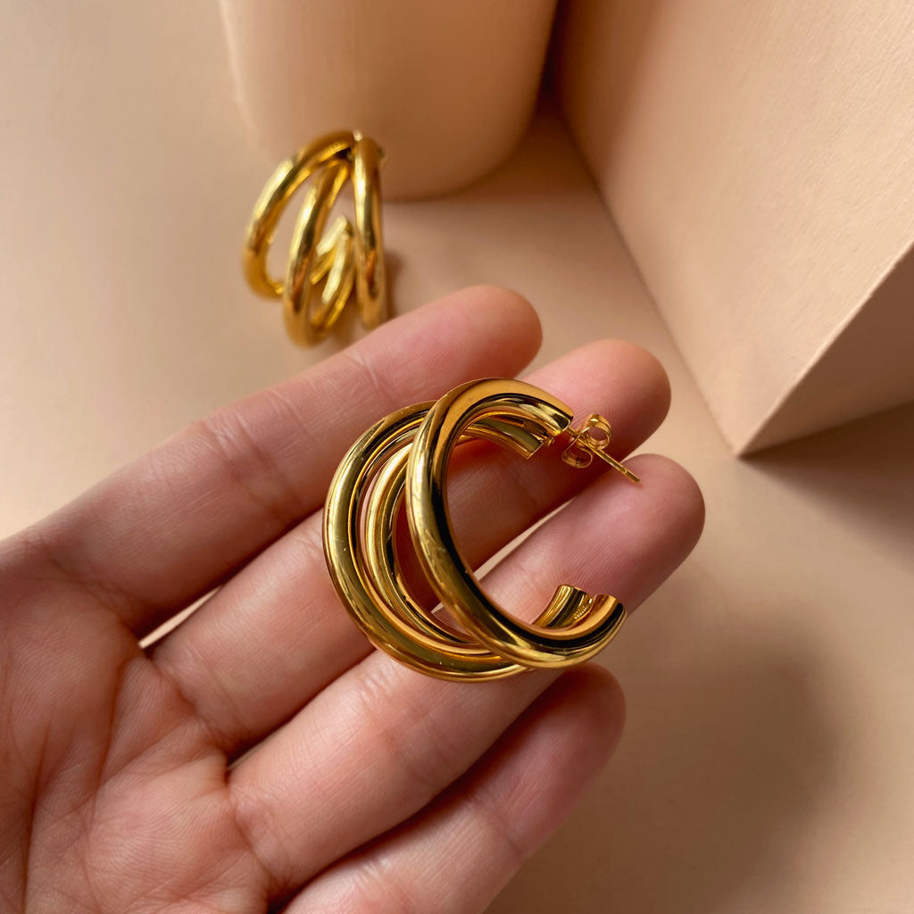 tripe hoops rear cuff earrings