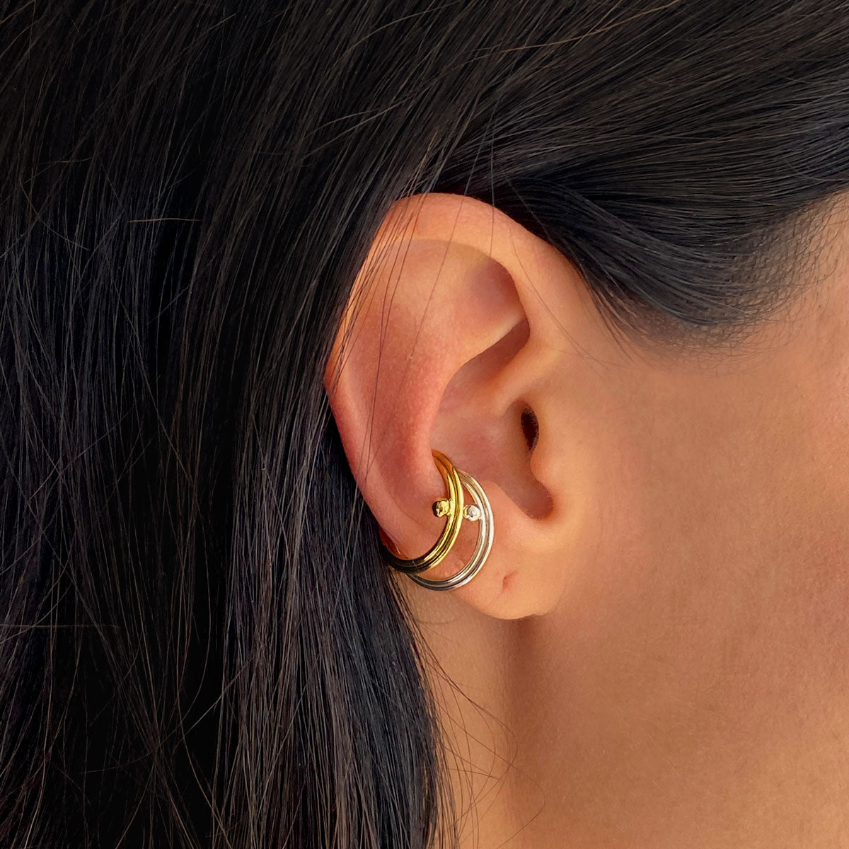 ear cuff silver gold vermeil made by artisans colombian jewelry