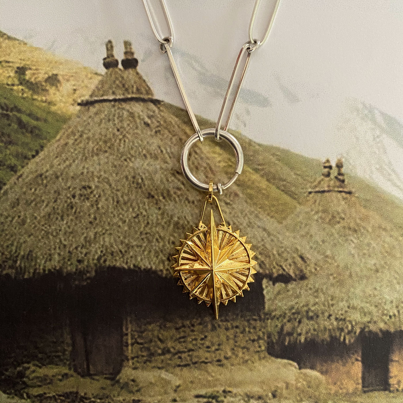 ayu medallion stars sterling silver and gold colombian designers sierra nevada