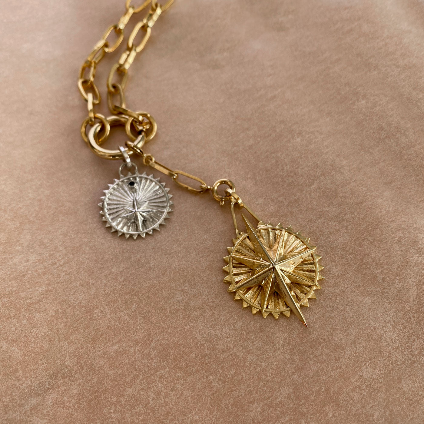 ayu medallion stars sterling silver and gold chain colombian designers 