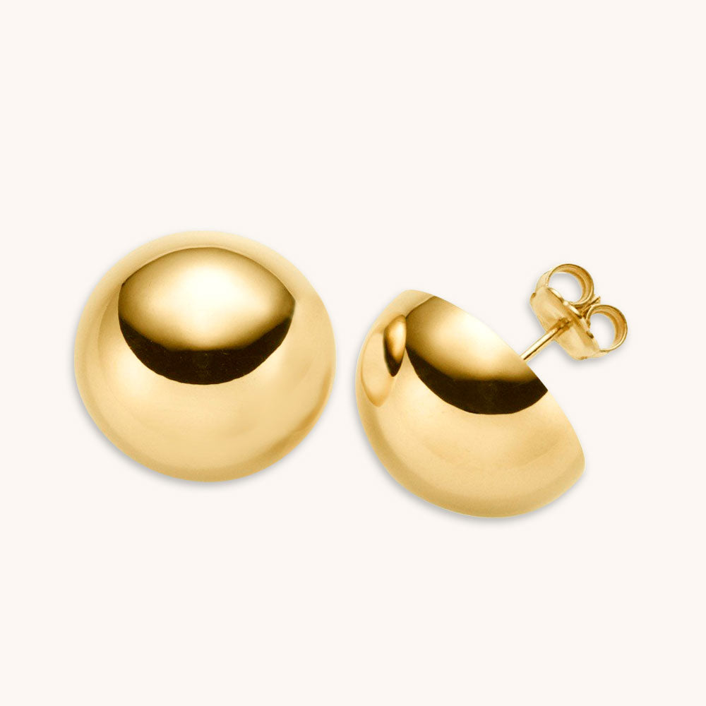 Mini gold vermeil dome half sphere stud earrings