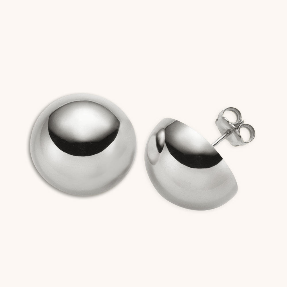 silver studs half sphere dome earrings 