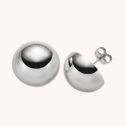 silver studs half sphere dome earrings