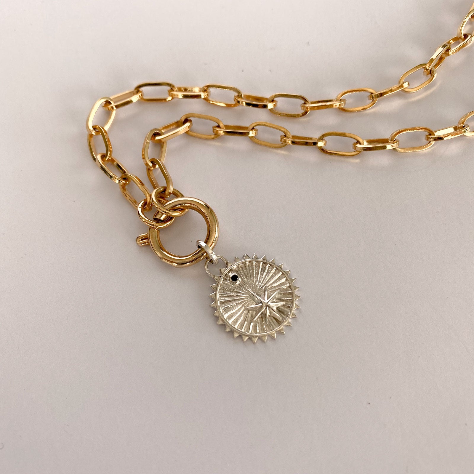 silver medallion and bold chain necklace colombian jewelry designers