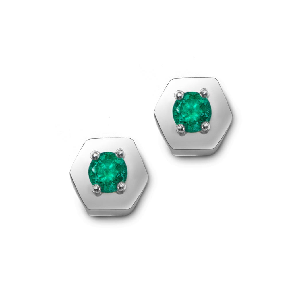 handmade colombian emerald studs minimal jewelry