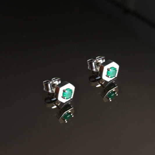 handmade colombian emerald studs minimal jewelry