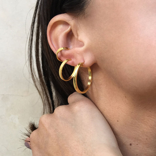 three band ear cuff earring silver ana buendia colombian jewelry 