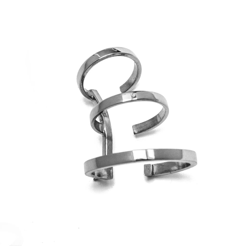 three band ear cuff earring silver ana buendia colombian jewelry 