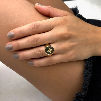 SHAN SIGNET RING GOLD PLATED