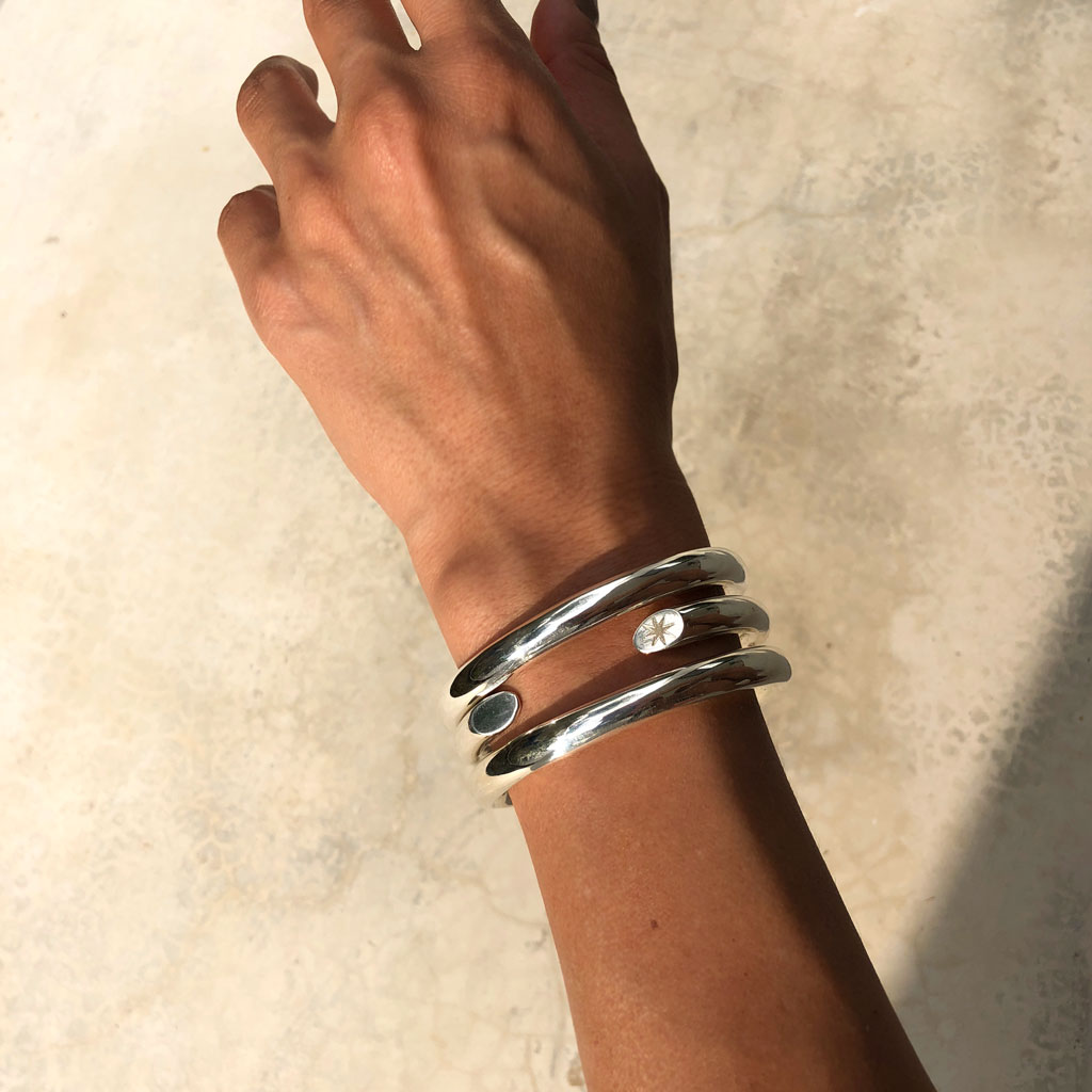 silver bracelet stack minimal jewelry latinamerican designer ana buendia jewelry