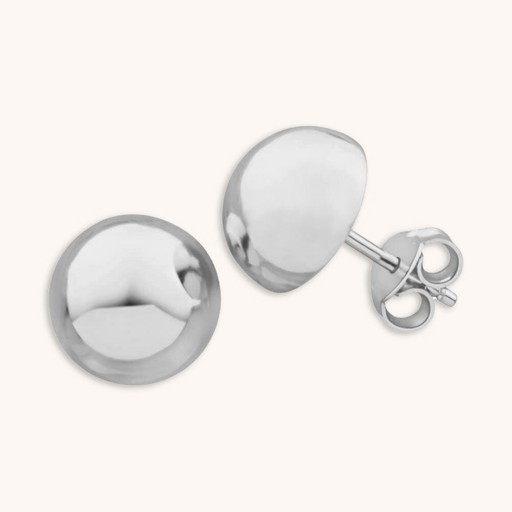 silver dome half sphere earrings studs ana buendia