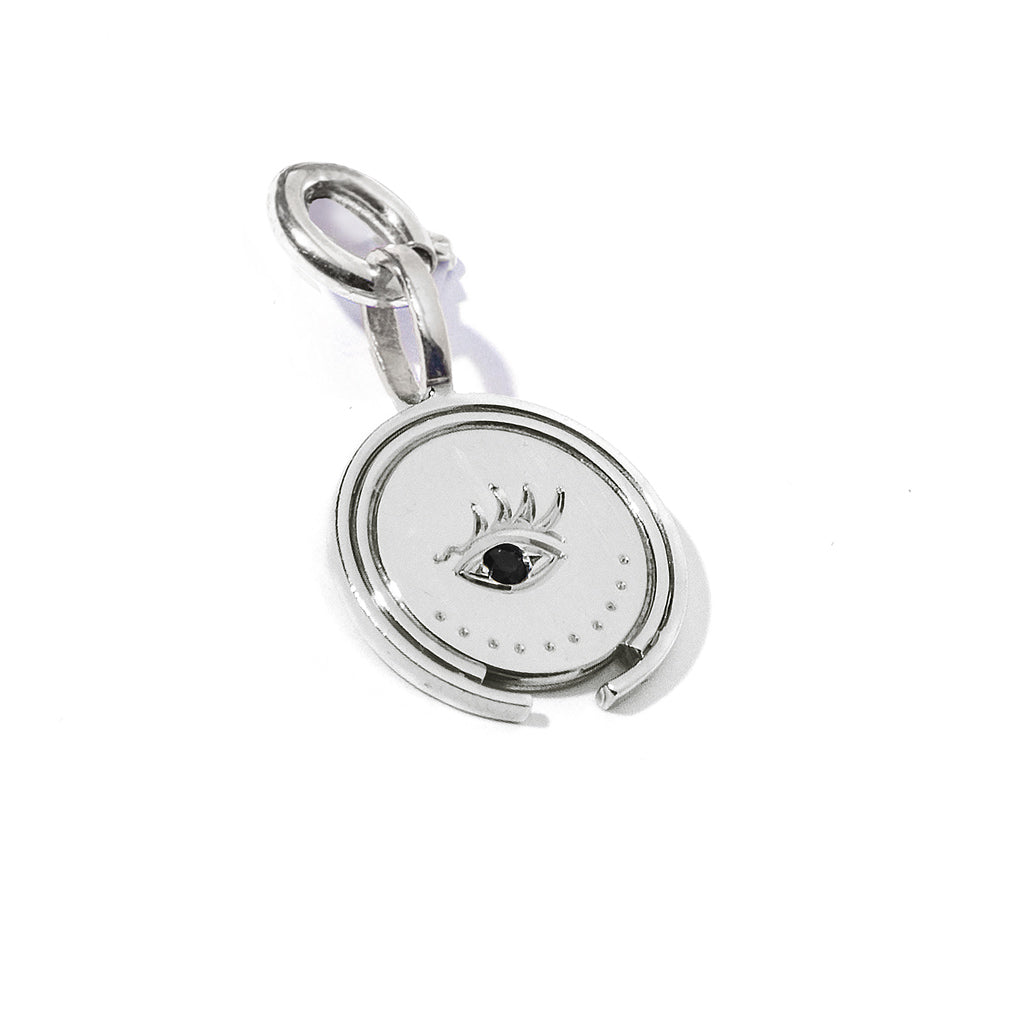 silver coin evil eye handmade healing mystical jewelry