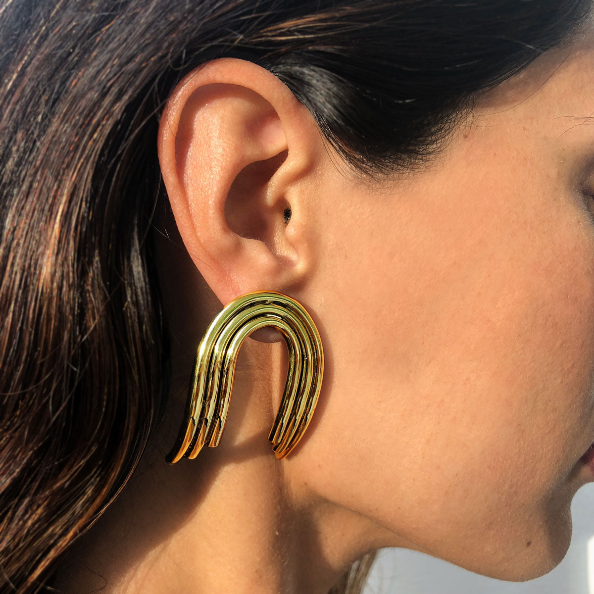Ana Buendia gold plated earrings handmade colombian jewelry