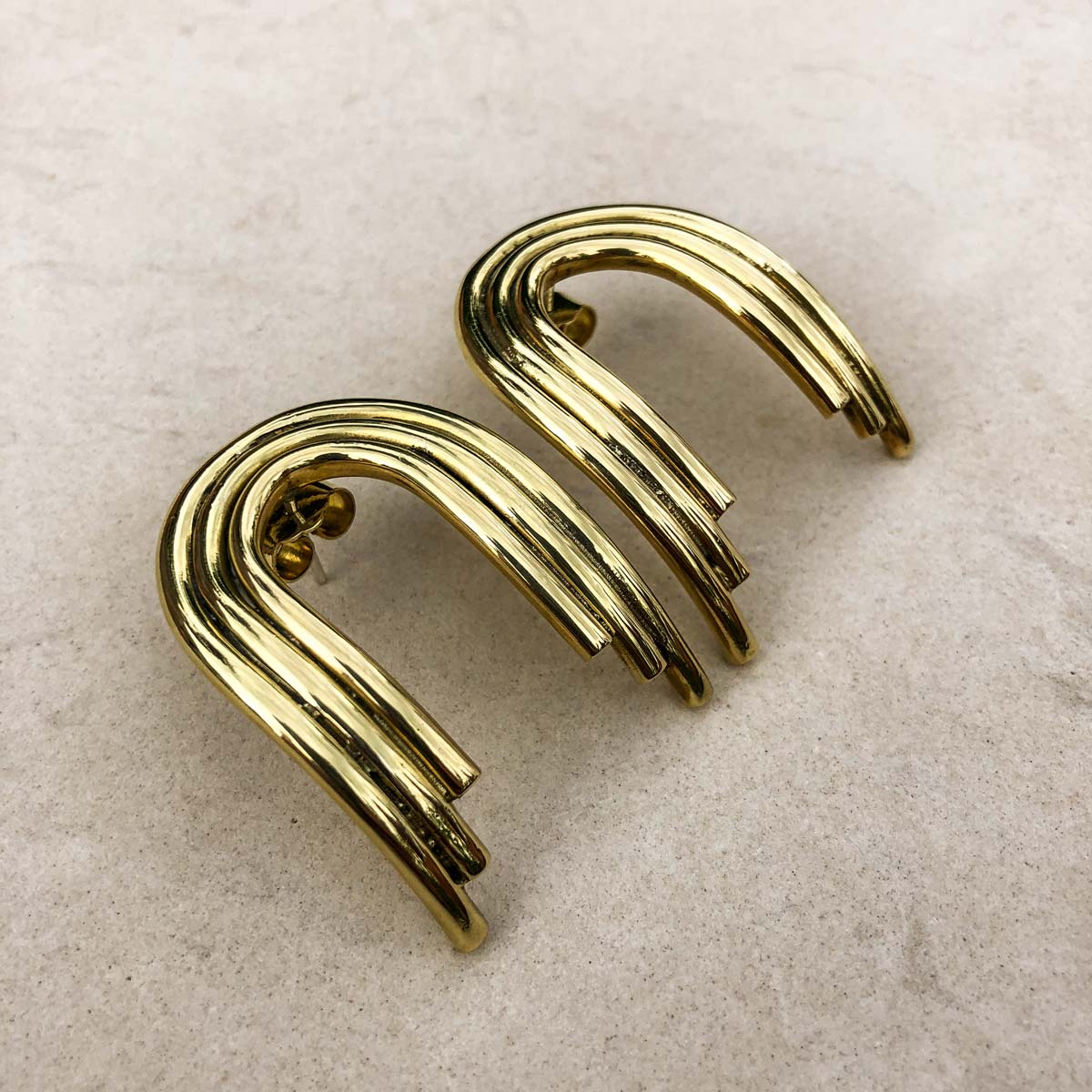 Ana Buendia gold plated minimal earrings handmade colombian jewelry