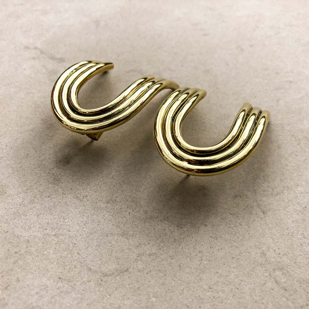 Ana Buendia gold plated minimal earrings handmade colombian jewelry